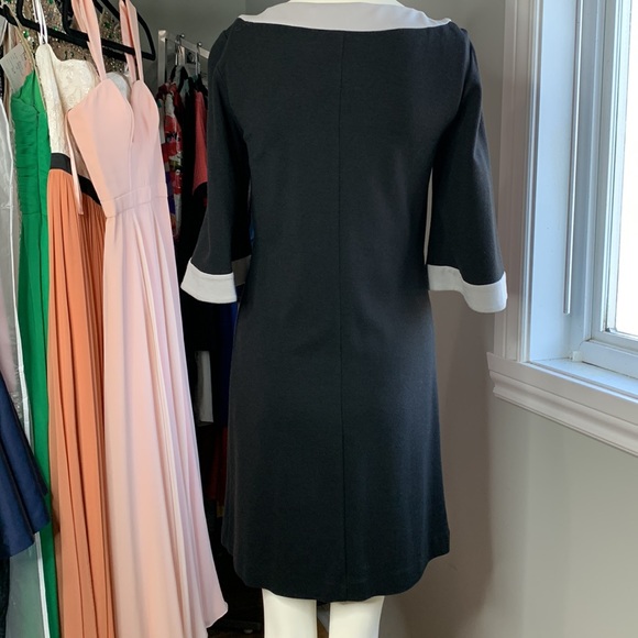 Trina Turk Key hole Shift Black Grey Dress Casual Cocktail Small - Picture 4 of 8
